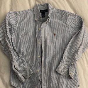 Blue and white striped Oxford shirt